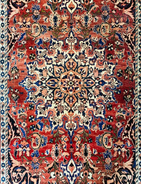 Origin "Bakhtiyar" Persian Tribal Rug Hand Knotted Vegetable Dyes with Geometric Floral Patterns 8'9" X 5'4"