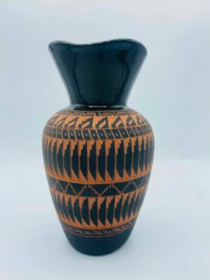 Signed "C. Smith" Native American Navajo Etched Pottery Vase