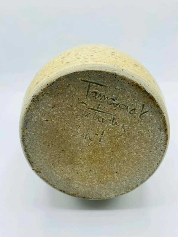 Signed "Tamarack Studios" Rustic Carved Stoneware Pottery Vase