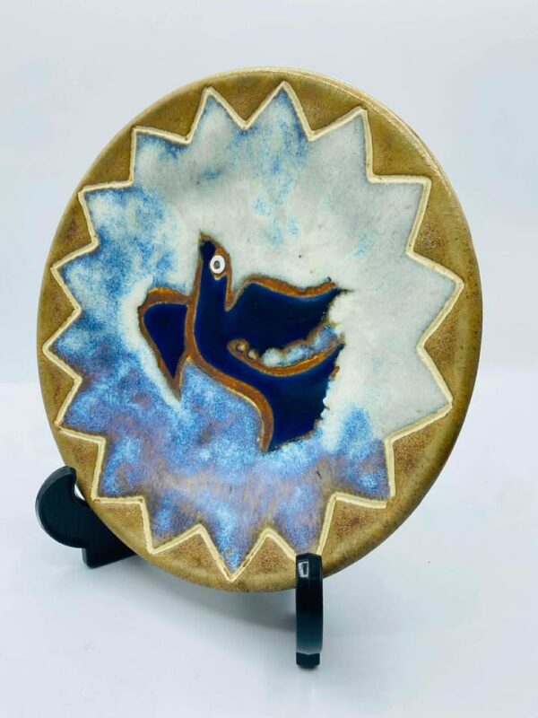 Signed Studio Art Pottery Folk Art Ceramic Plate