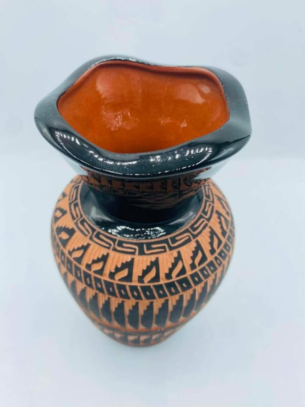 Signed "C. Smith" Native American Navajo Etched Pottery Vase