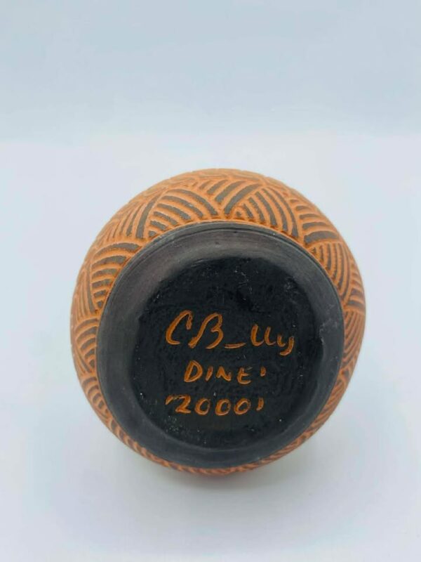 2000 Signed C. Billy (Diné) Navajo Hand‑Carved Wedding Vase