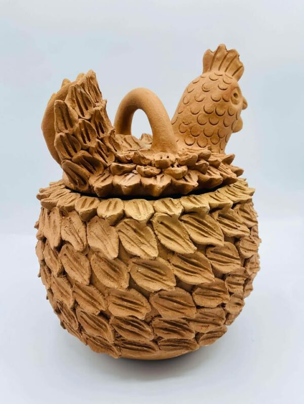 Handcrafted Terracotta Folk Art Style Studio Pottery Chicken Jar