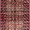 Origin "Baluch" Persian Rug Hand Knotted Natural Dyes with Repeating Geometric Patterns 6'6" X 3'4"