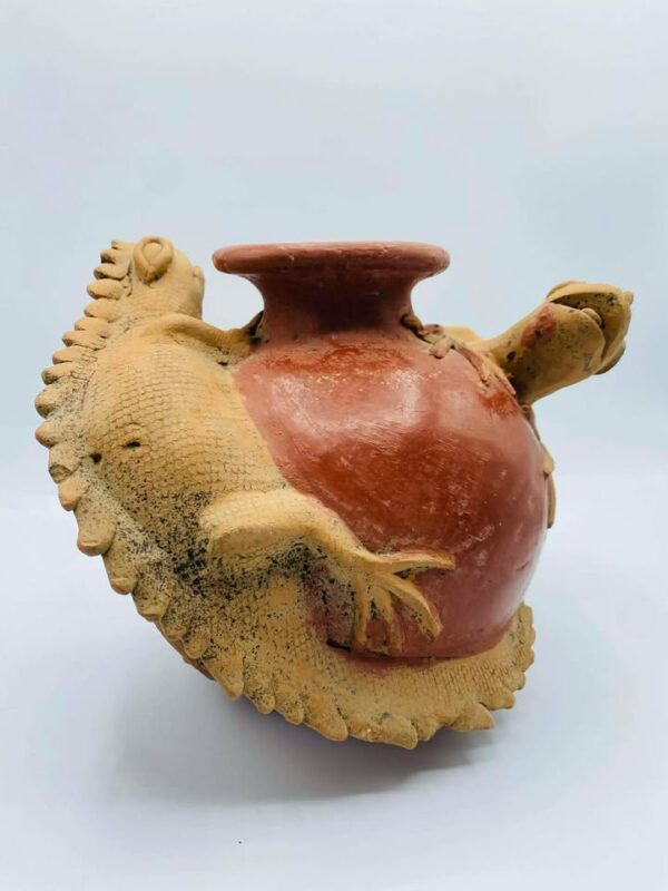 Vintage Mexican Terracotta Lizards Pottery Vase