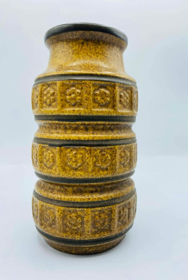 1960s-1970s West Germany Pottery By Bay Keramik Vase with Six Leaf Pattern