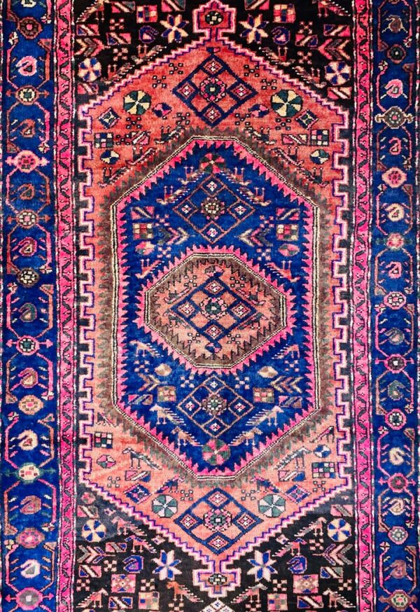 Origin "Zanjan" Persian Tribal Rug Hand Knotted Natural Dyes with Geometric/Floral Patterns 7'4" X 4'10"
