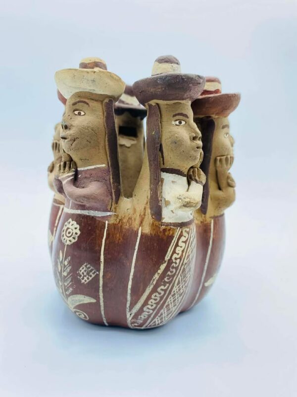 Peruvian Folk Art "Gossiping Women" Terra Cotta Clay Whistle