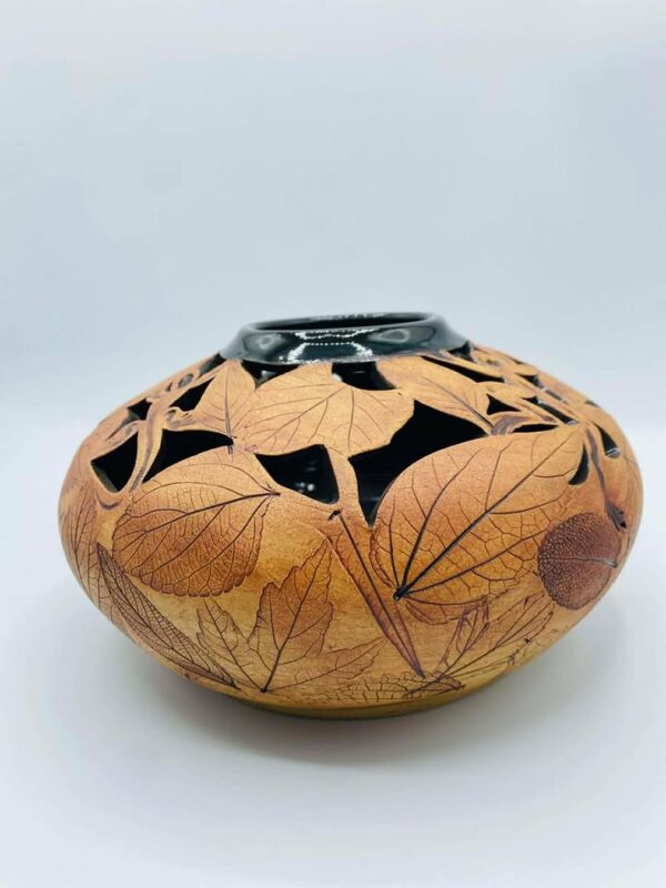 Vintage Meyer Malabar Pottery Leaf Imprint Vase