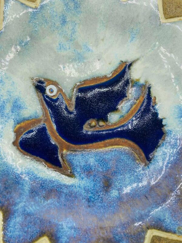 Signed Studio Art Pottery Folk Art Ceramic Plate