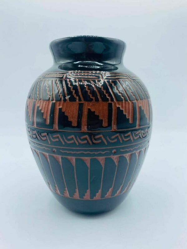 2001 Signed Billy Dennison Navajo Etched Pottery Vase