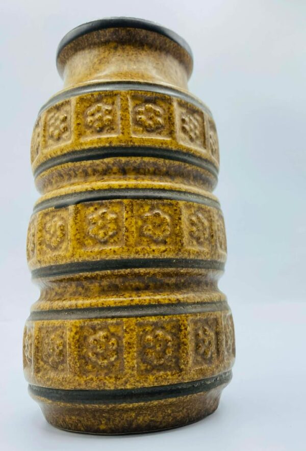 1960s-1970s West Germany Pottery By Bay Keramik Vase with Six Leaf Pattern