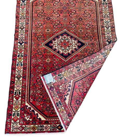 Origin "Hamedan" Hosein Abad Persian Tribal Rug Hand Knotted Natural Dyes with Geometric Floral Patterns 7'3" X 4'8"