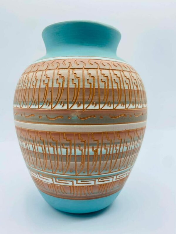 Native American Navajo pottery Vase Signed "Ron J"