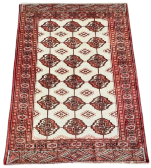 Origin "Turkmen" Persian Tribal Rug Hand Knotted Natural Dyes with Repeating Geometric Patterns 5'4" X 3'10"
