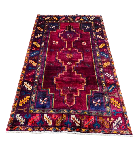 Origin "Shirza" Hand Knotted Persian Rug Natural Dyes with Geometric Patterns 7’4″ X 4’4″