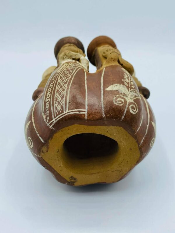 Peruvian Folk Art "Gossiping Women" Terra Cotta Clay Whistle