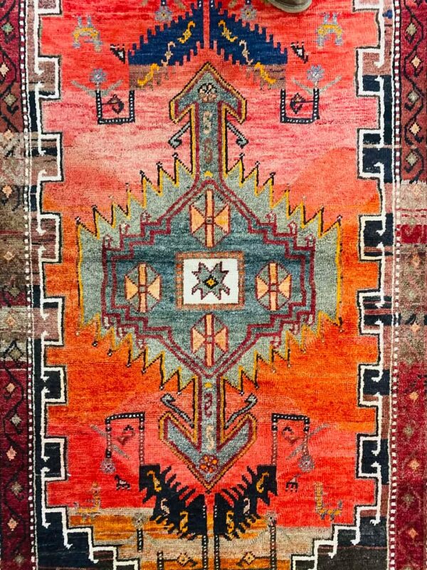 Origin "Hamedan" Persian Tribal Rug Hand Knotted Natural Dyes with Geometric Patterns 7' X 4'