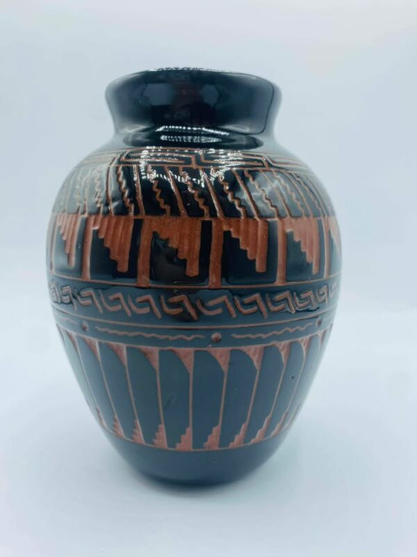 2001 Signed Billy Dennison Navajo Etched Pottery Vase
