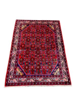 Origin "Hossein" Hand Knotted Persian Rug Natural Dyes with Geometric Floral Patterns 4’8″ X 3’6″