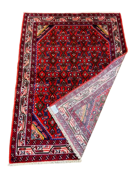 Origin "Hossein" Hand Knotted Persian Rug Natural Dyes with Geometric Floral Patterns 4’8″ X 3’6″