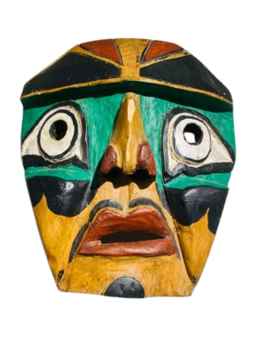 Large Canadian West Coast Painted Wooden Mask – Northwest Coast Style