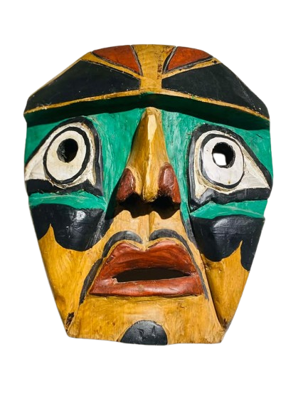 Large Canadian West Coast Painted Wooden Mask – Northwest Coast Style