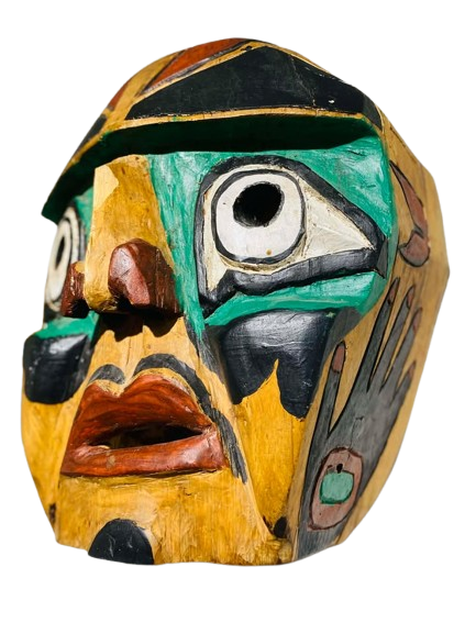 Large Canadian West Coast Painted Wooden Mask – Northwest Coast Style