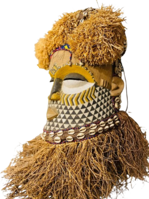 Kuba Nyet Horned Helmet Mask – Royal Ceremonial Mask
