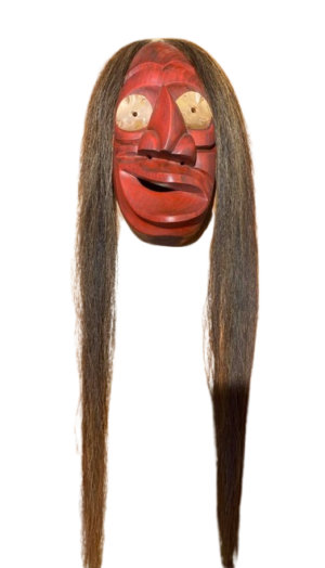Haudenosaunee False Face Mask (Red, Broken Nose)