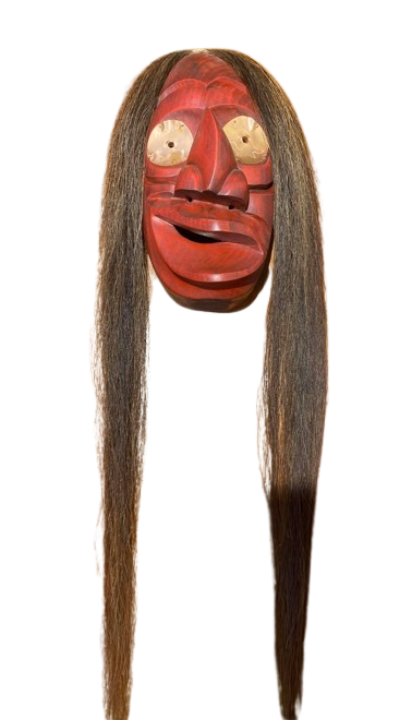 Haudenosaunee False Face Mask (Red, Broken Nose)