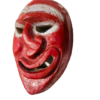 Decorative Hand-Carved Wooden Mask with Red & Silver Finish (20th Century, Folk Art)