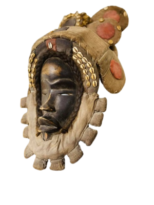 African, Classic Dan Mask. Ivory Coast, Liberia. Carved wood, painted black