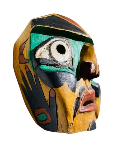 Large Canadian West Coast Painted Wooden Mask – Northwest Coast Style
