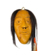 Indigenous-Inspired Carved Wood Mask with Horse Hair