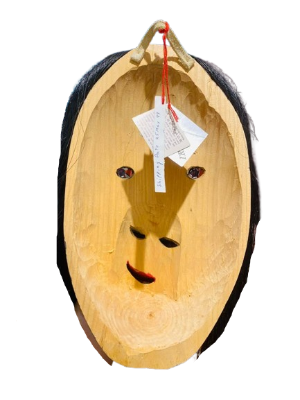 Haudenosaunee False Face, Broken Nose, black By Gene Thomas