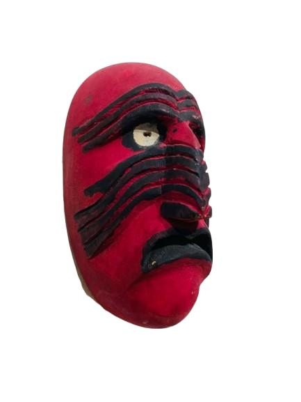 Vintage 1967 Mohawk Haudenosaunee Hand-Curved Wooden Mask (Six Nations, Branford Reserve)