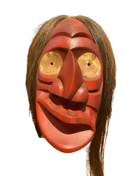 Haudenosaunee False Face Mask (Red, Broken Nose)