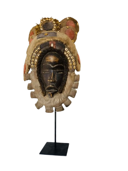 African, Classic Dan Mask. Ivory Coast, Liberia. Carved wood, painted black
